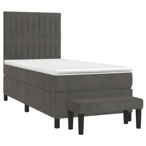 Cadre de lit et matelas Gris foncé 80x200 cm Velours