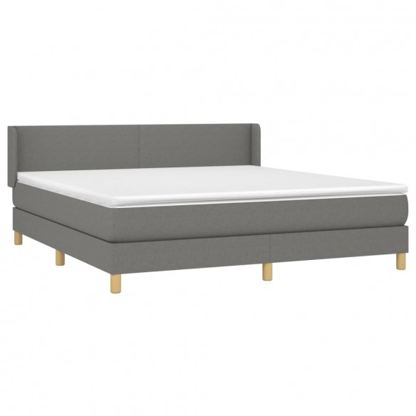 Cadre de lit avec matelas Gris foncé 160x200cm Tissu