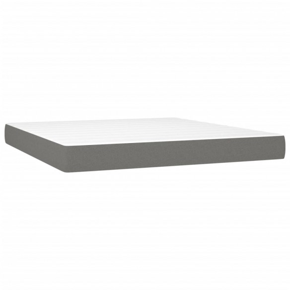 Cadre de lit avec matelas Gris foncé 160x200cm Tissu