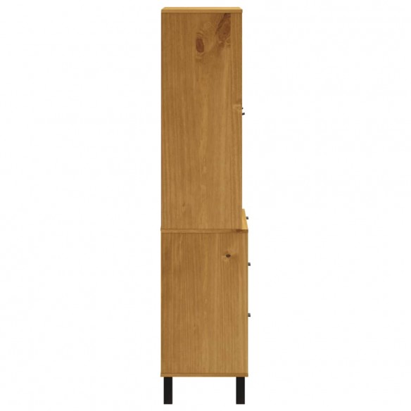 Buffet haut et portes en verre FLAM 80x40x180cm bois massif pin