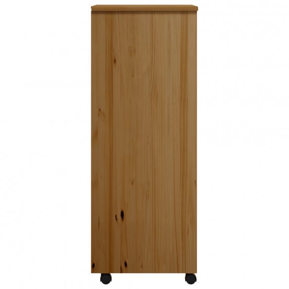 Armoire roulante avec tiroirs MOSS bois de pin marron miel