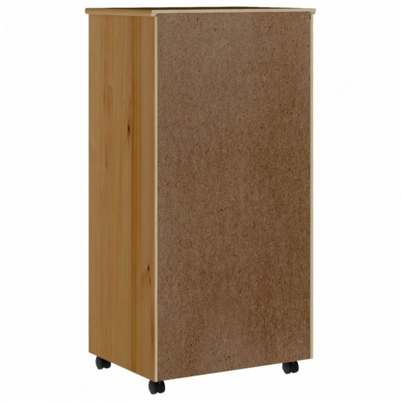 Armoire roulante avec tiroirs MOSS bois de pin marron miel