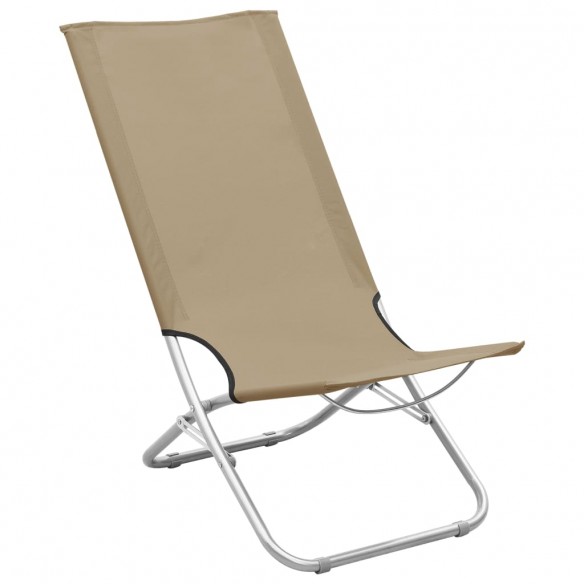 Chaises de plage pliables 2 pcs Taupe Tissu