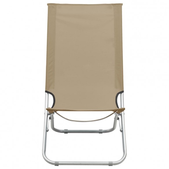 Chaises de plage pliables 2 pcs Taupe Tissu