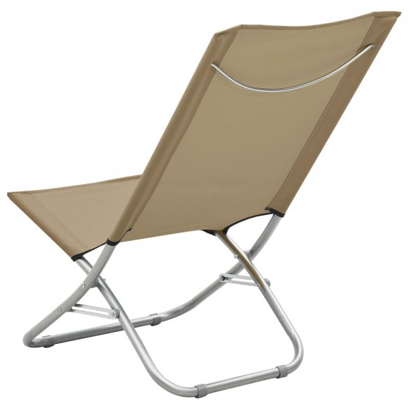 Chaises de plage pliables 2 pcs Taupe Tissu