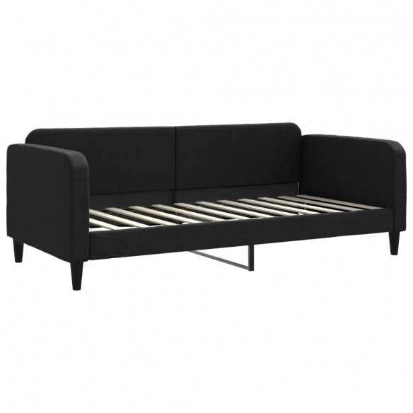 Lit de jour avec matelas noir 90x200 cm tissu