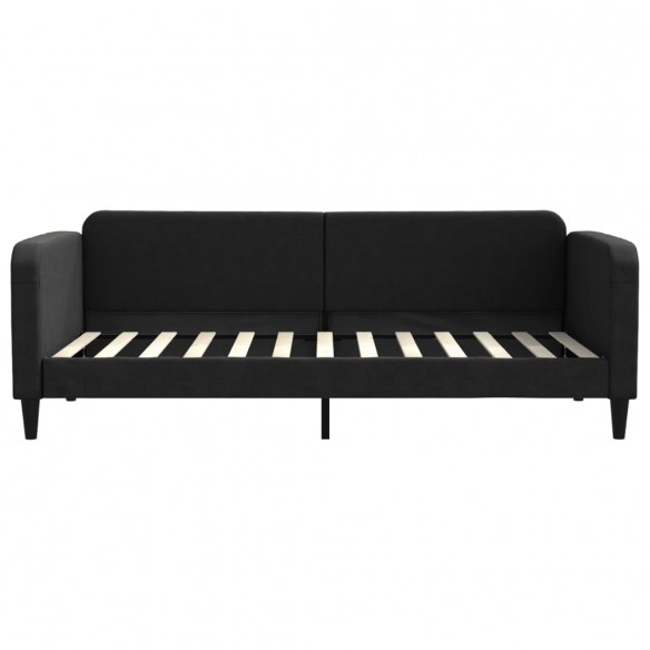 Lit de jour avec matelas noir 90x200 cm tissu