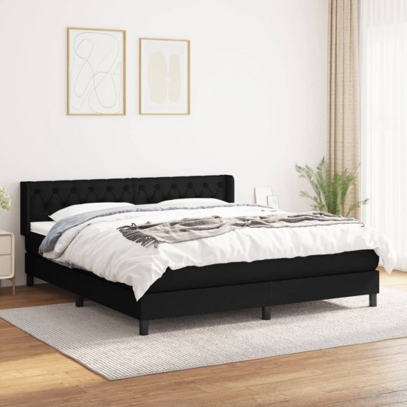 Cadre de lit avec matelas Noir 160x200 cm Tissu