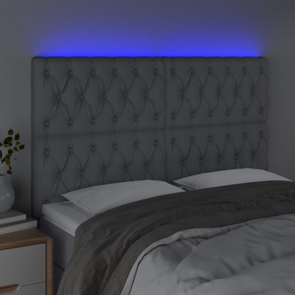 Tête de lit à LED Gris clair 160x7x118/128 cm Tissu