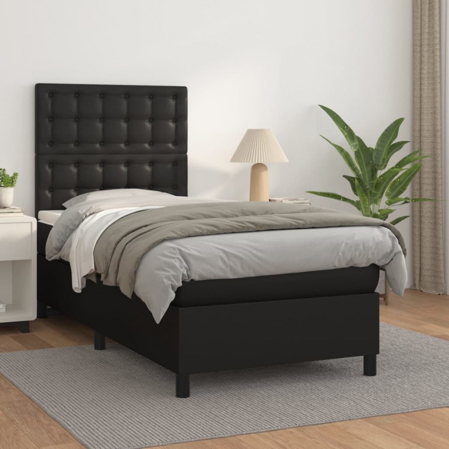 Cadre de lit avec matelas Noir 90x190 cm Similicuir