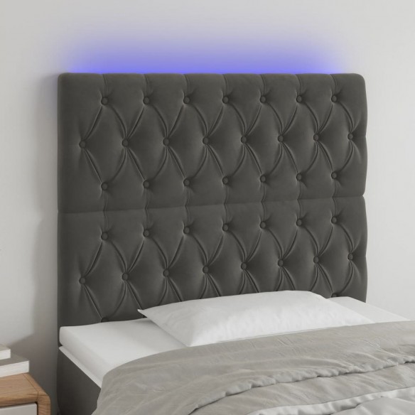 Tête de lit à LED Gris foncé 100x7x118/128 cm Velours