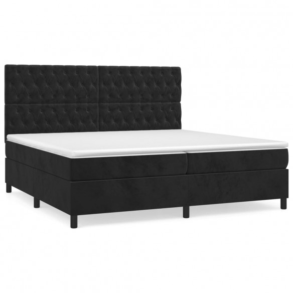 Cadre de lit et matelas Noir 200x200 cm Velours