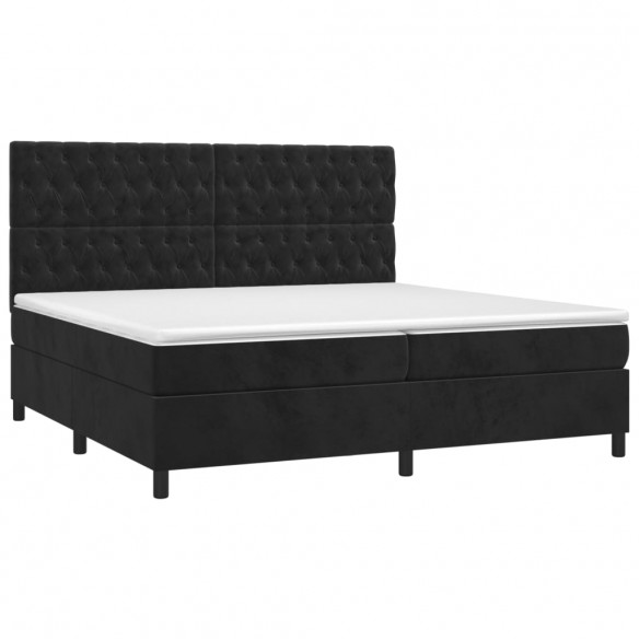 Cadre de lit et matelas Noir 200x200 cm Velours