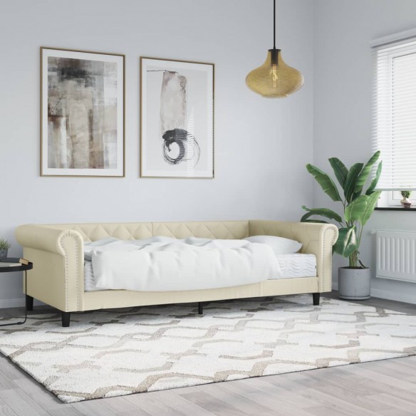 Lit de jour avec matelas crème 90x200 cm similicuir