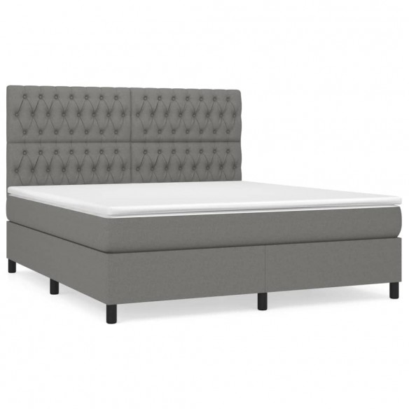 Cadre de lit avec matelas Gris foncé 180x200cm Tissu