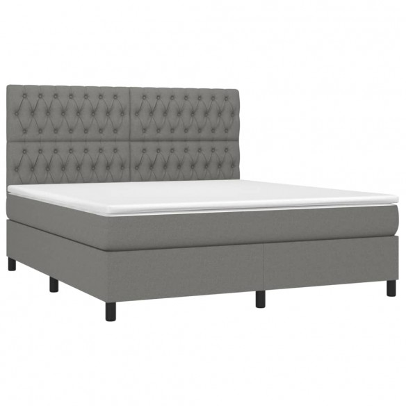 Cadre de lit avec matelas Gris foncé 180x200cm Tissu