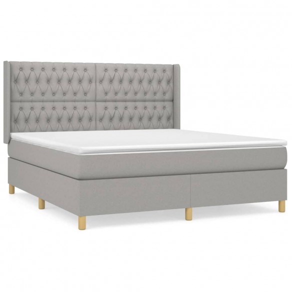 Cadre de lit avec matelas Gris clair 180x200cm Tissu