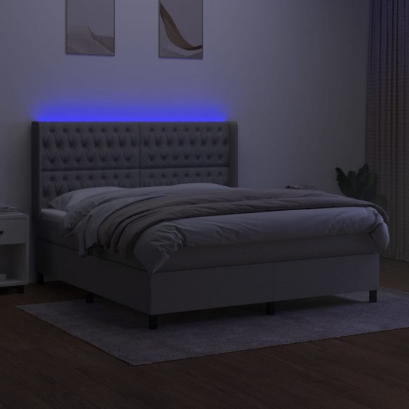 Cadre de lit matelas LED Gris clair 180x200 cm Tissu