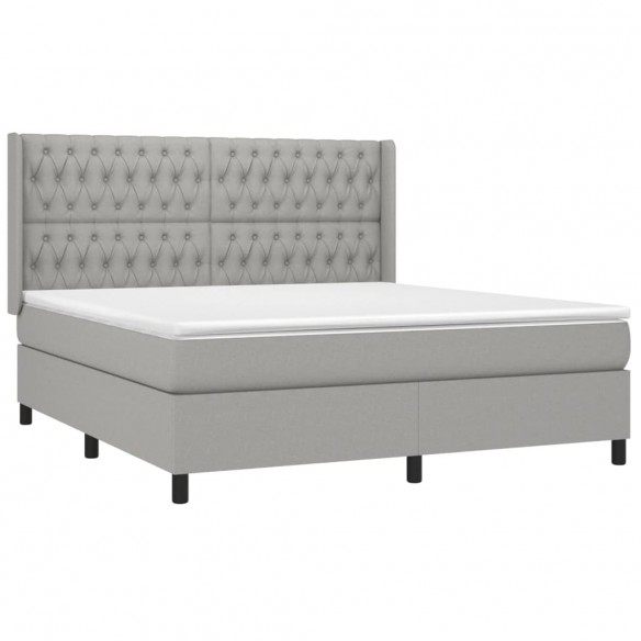 Cadre de lit matelas LED Gris clair 180x200 cm Tissu