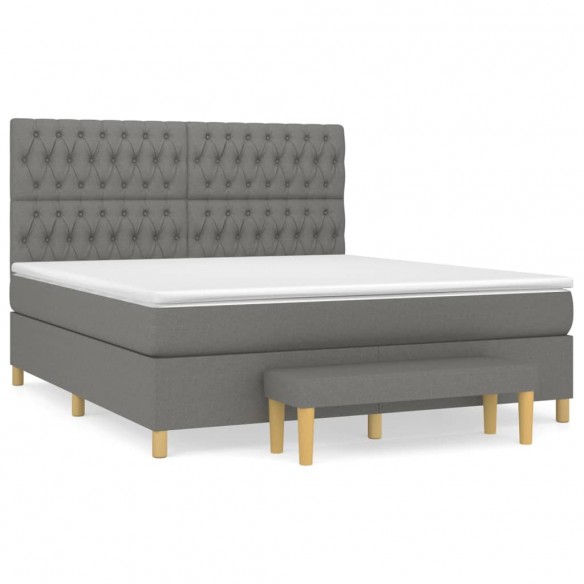 Cadre de lit avec matelas Gris foncé 180x200cm Tissu