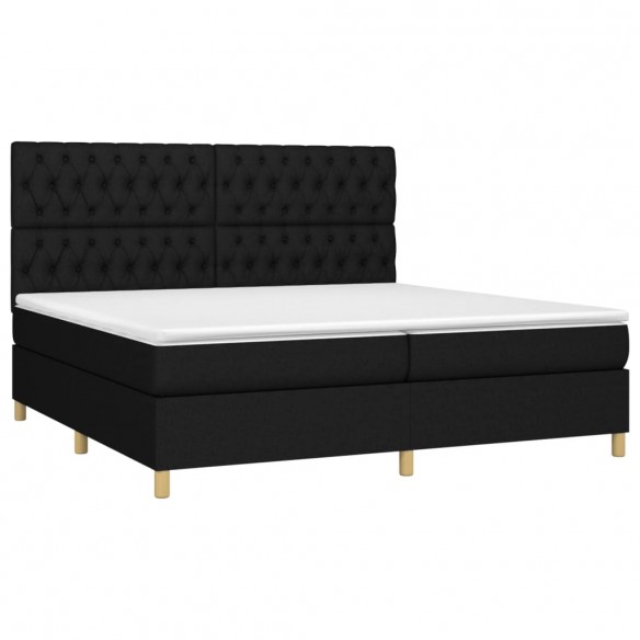 Cadre de lit et matelas et LED Noir 200x200 cm Tissu