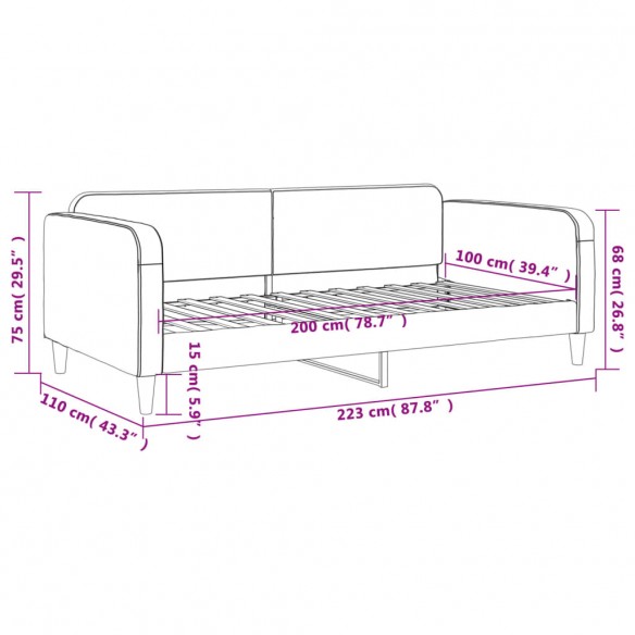 Lit de repos gris foncé 100x200 cm tissu