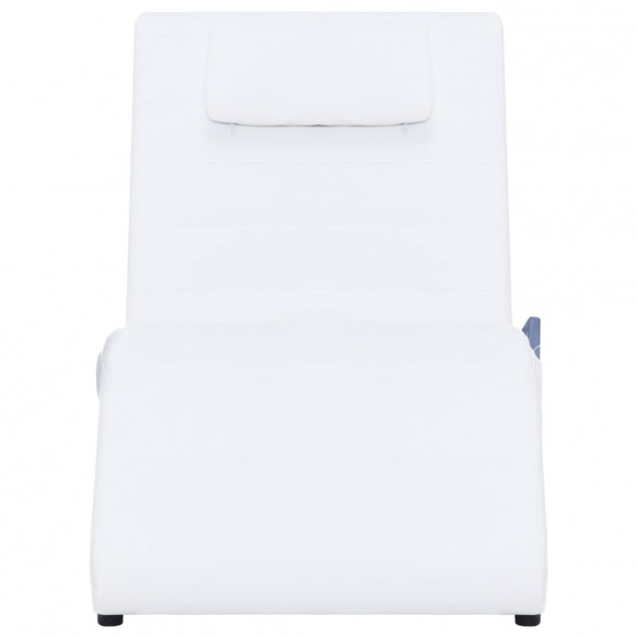 Chaise longue de massage avec oreiller Blanc Similicuir