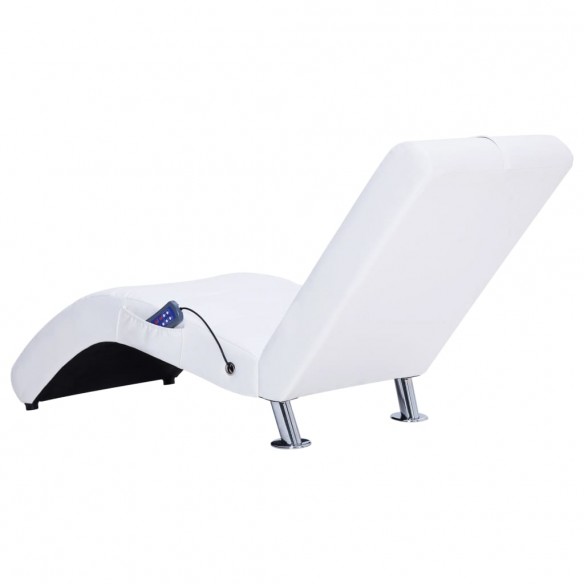 Chaise longue de massage avec oreiller Blanc Similicuir