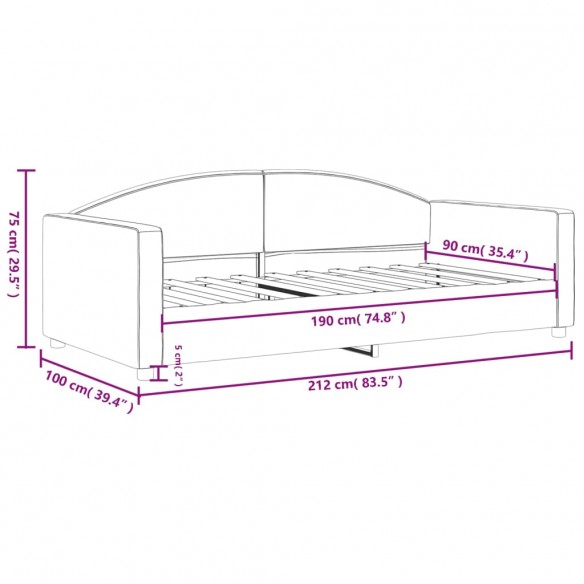 Lit de repos noir 90x190 cm tissu