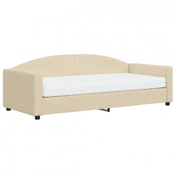 Lit de jour avec matelas crème 90x200 cm tissu