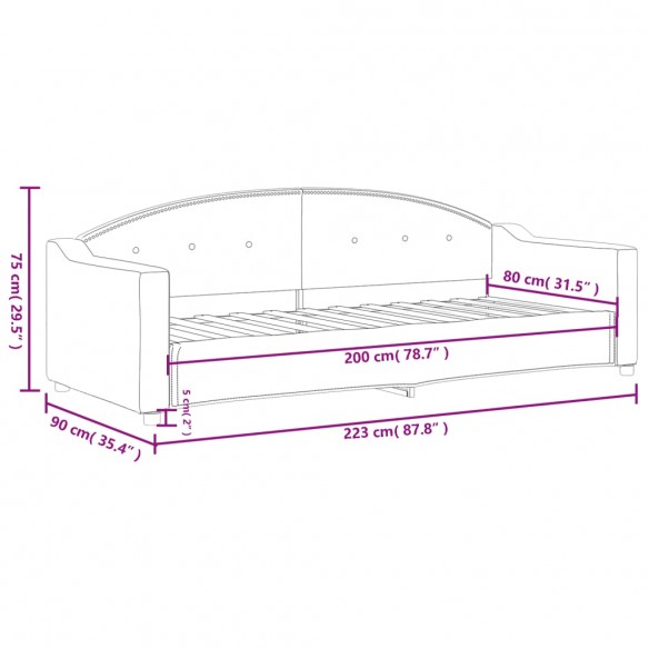 Lit de repos crème 80x200 cm tissu