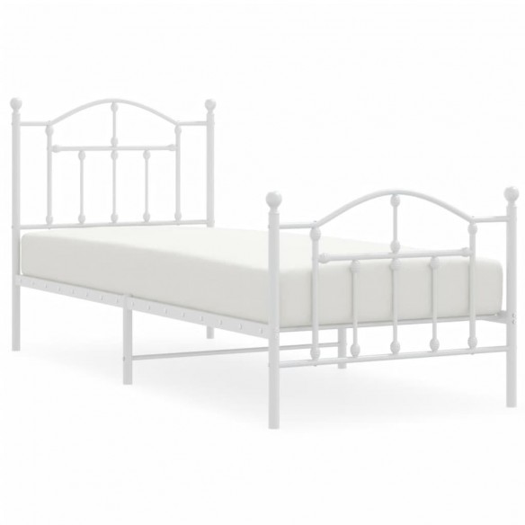 Cadre de lit métal avec tête de lit/pied de lit blanc 80x200 cm