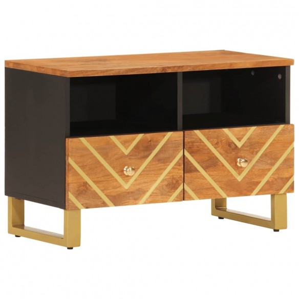 Meuble TV marron et noir 70x33,5x46 cm bois massif de manguier