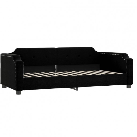 Lit de jour avec matelas noir 90x200 cm tissu