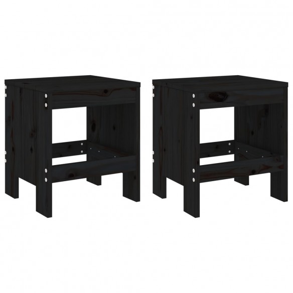 Tabourets de jardin 2 pcs noir 40x36x45 cm bois massif de pin