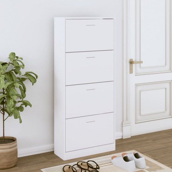 Armoire à chaussures Blanc 63x24x147 cm Bois d'ingénierie