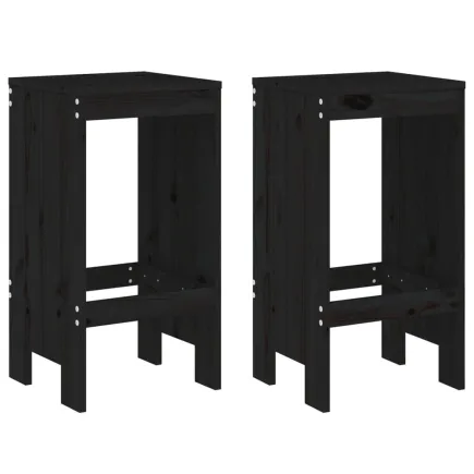 Tabourets de bar 2 pcs noir 40x36x75 cm bois massif de pin 2