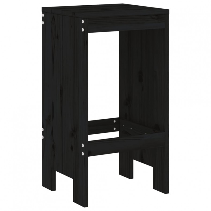 Tabourets de bar 2 pcs noir 40x36x75 cm bois massif de pin