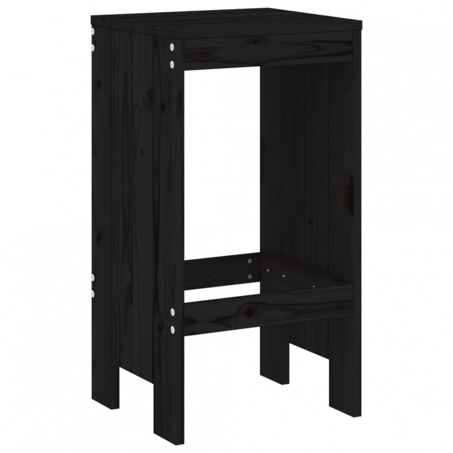 Tabourets de bar 2 pcs noir 40x36x75 cm bois massif de pin
