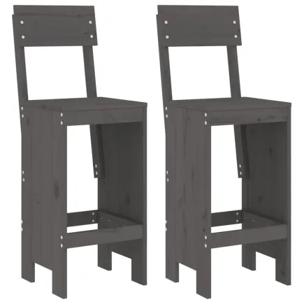 Tabourets de bar 2 pcs gris 40x48,5x115,5 cm bois massif de pin 2