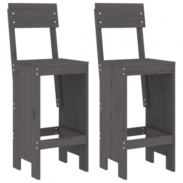 Tabourets de bar 2 pcs gris 40x48,5x115,5 cm bois massif de pin