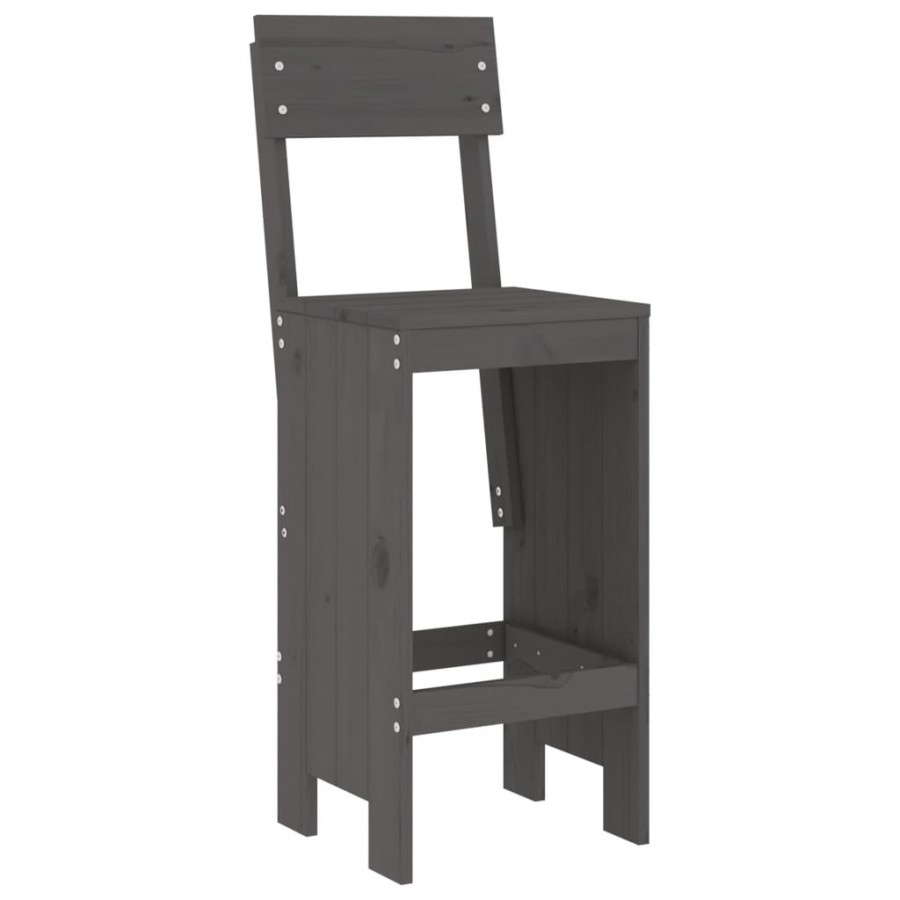 Tabourets de bar 2 pcs gris 40x48,5x115,5 cm bois massif de pin
