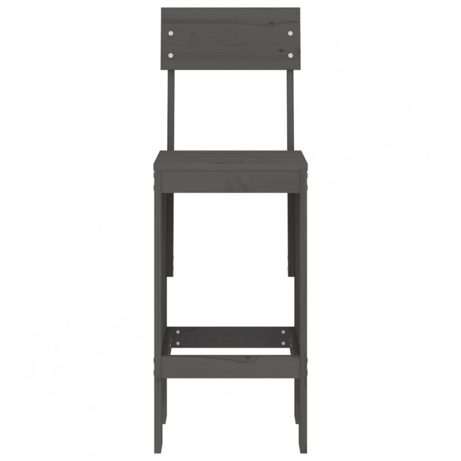 Tabourets de bar 2 pcs gris 40x48,5x115,5 cm bois massif de pin