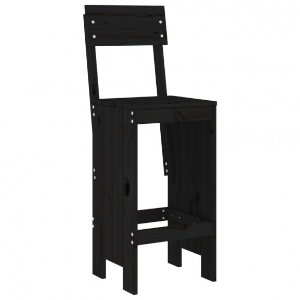 Tabourets de bar 2 pcs noir 40x48,5x115,5 cm bois massif de pin