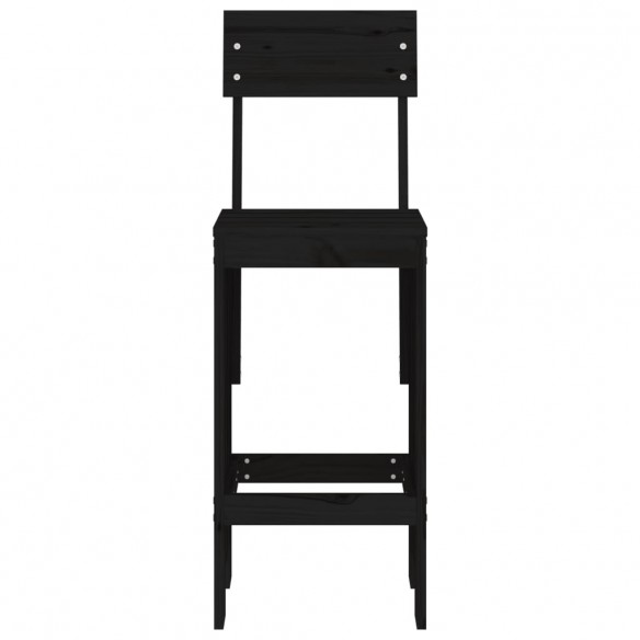 Tabourets de bar 2 pcs noir 40x48,5x115,5 cm bois massif de pin