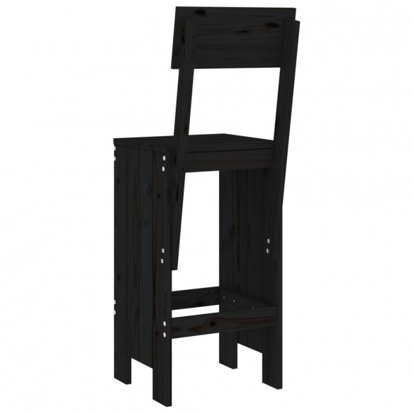 Tabourets de bar 2 pcs noir 40x48,5x115,5 cm bois massif de pin