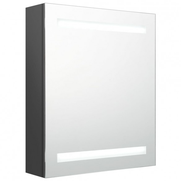 Armoire de salle de bain à miroir LED gris 50x14x60 cm