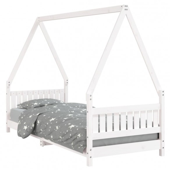 Cadre de lit pour enfants blanc 80x200 cm bois de pin massif