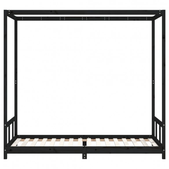 Cadre de lit pour enfants noir 90x200 cm bois de pin massif