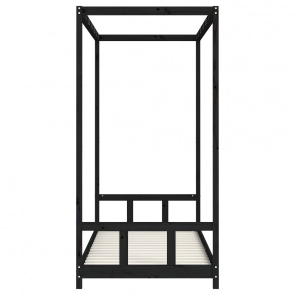 Cadre de lit pour enfants noir 90x200 cm bois de pin massif